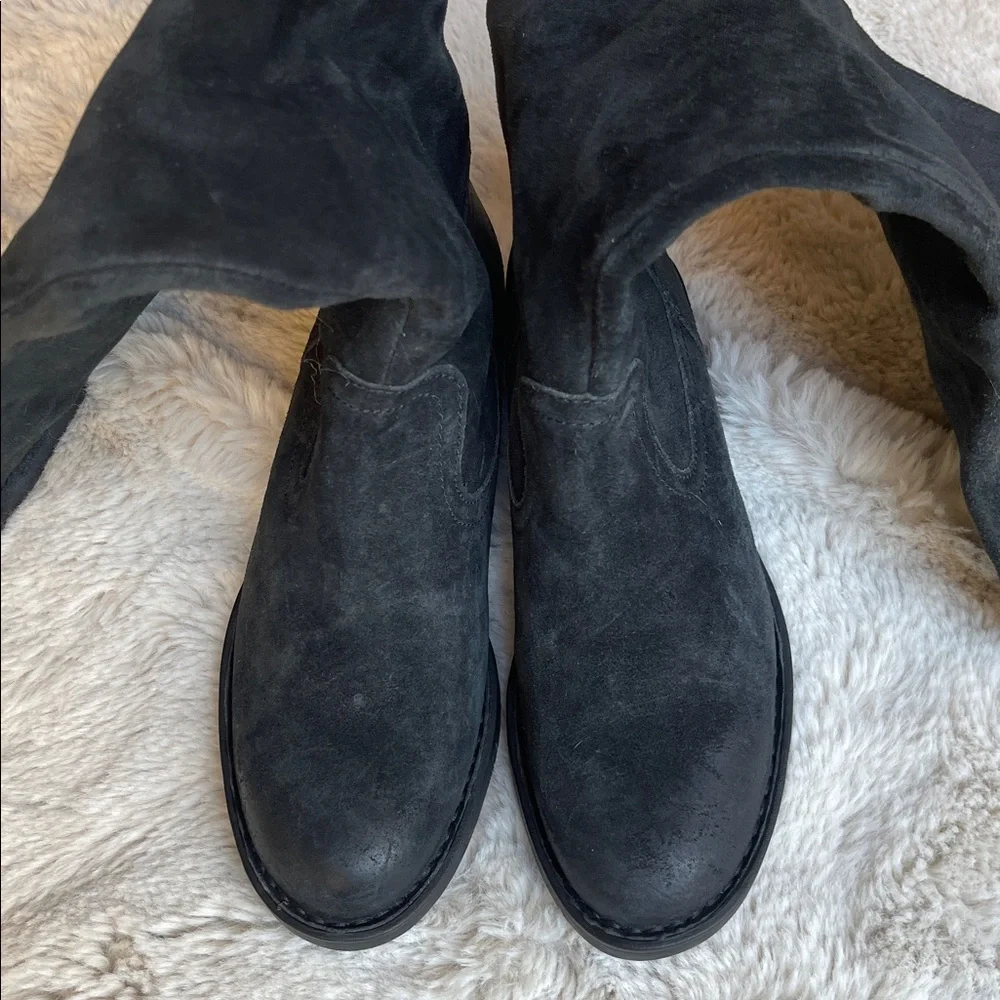 Born Borman Black Suede Knee-High Boots round toe